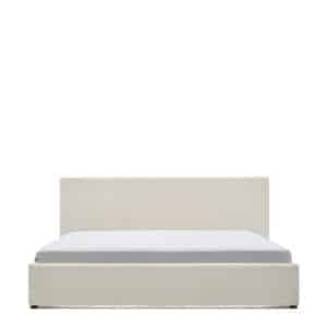 KAVE HOME Nahiri beige chenille seng med opbevaringsbund til 180 x 200 cm madras